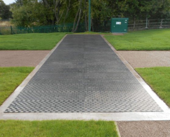 The Fibrelite B125 (12.5 tonne) load rated medium duty trench access covers installed